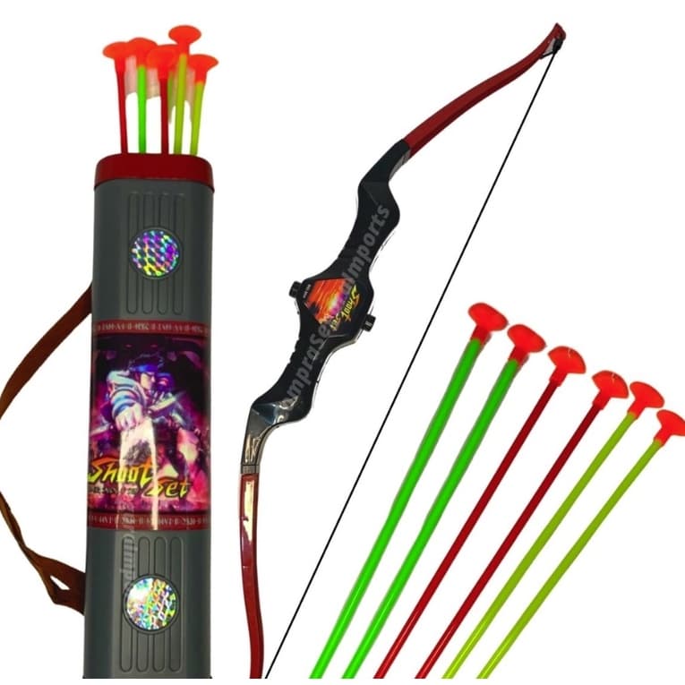 Arco e Flecha Infantil com Aljava Flechas com Ventosa Brinquedo Criança Presente Divertido