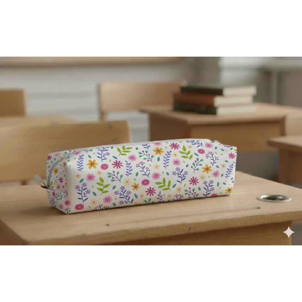 Estojo escolar floral 20x6cm estilo e beleza num só.