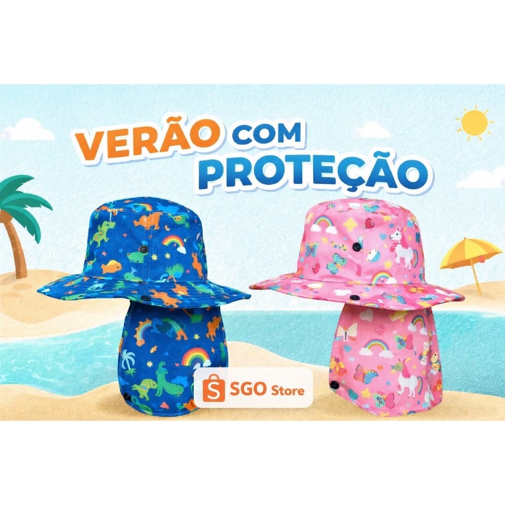 Chapéu infantil pescador proteção solar menino menina abas