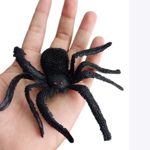 Aranha realística Preta Halloween caranguejeira Brinquedo para Pegadinha