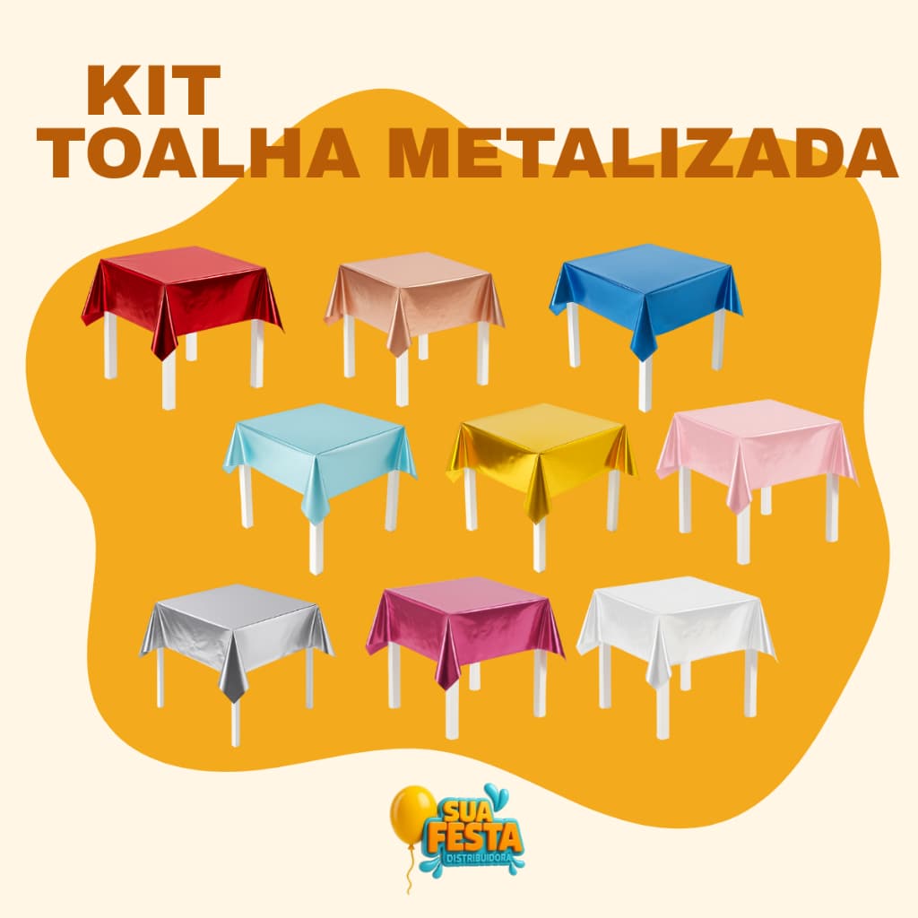 10, 20, 30 e 50 Unidades de Toalhas de Mesa Metalizadas 78 x 78cm Para Festas Eventos Flexível