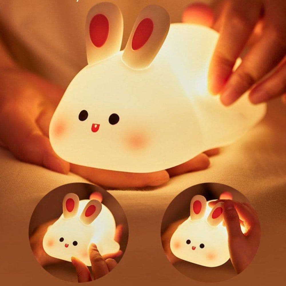 Luminária Coelhinho Abajur Quarto Bebê Decorativa LED Silenciosa Luz Noturna Infantil Sono