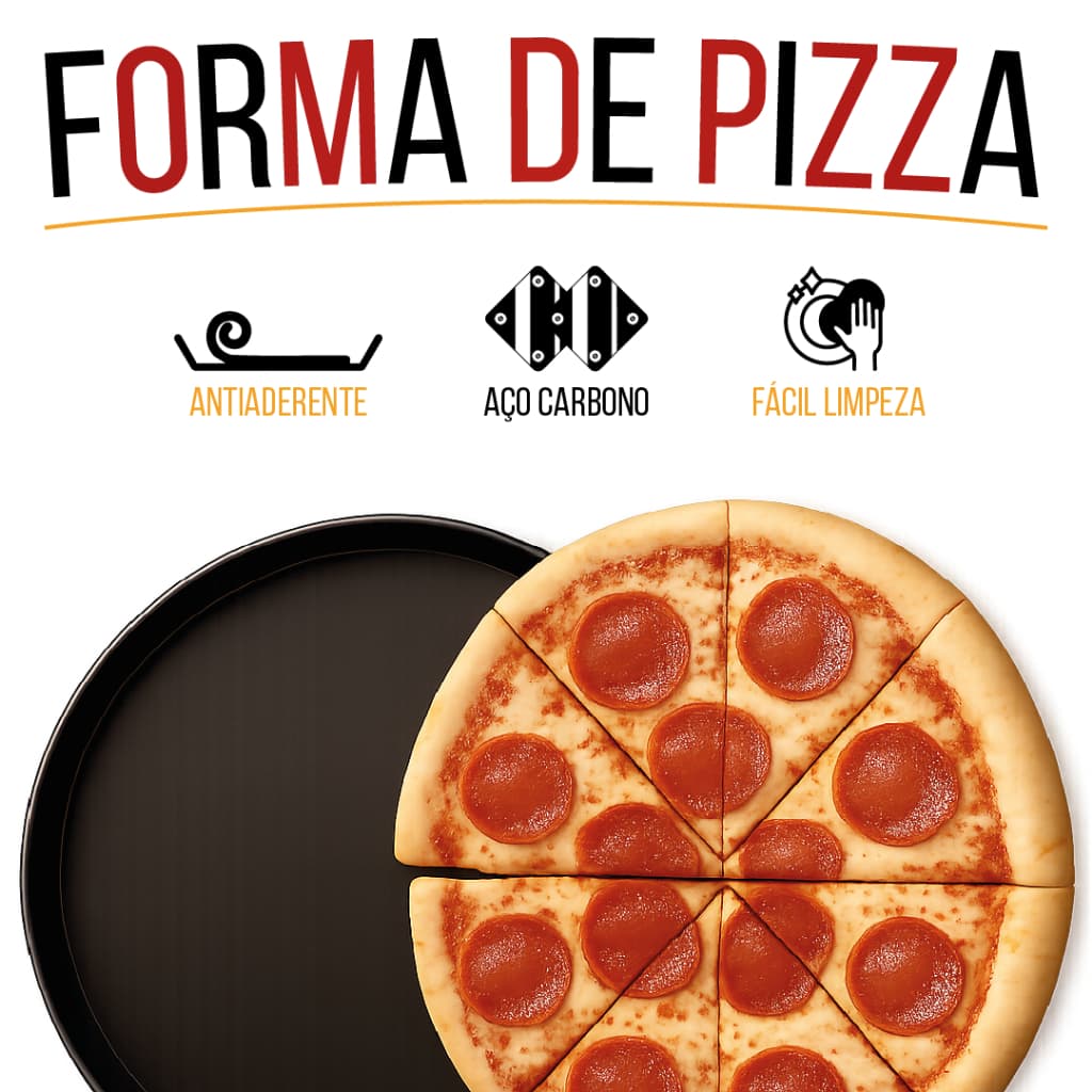 1, 2 ou 3 Forma Assadeira Pizza 36cm Antiaderente Teflon Borda Crocante Forma Grande Para Pizza