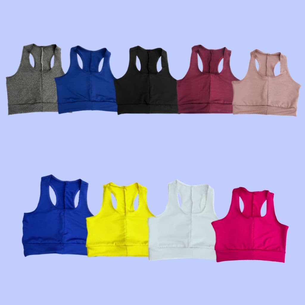 Kit 10 Top Academia Miusa Sport nadador Top Alta Sustentação Academia Treino Fitness Feminino