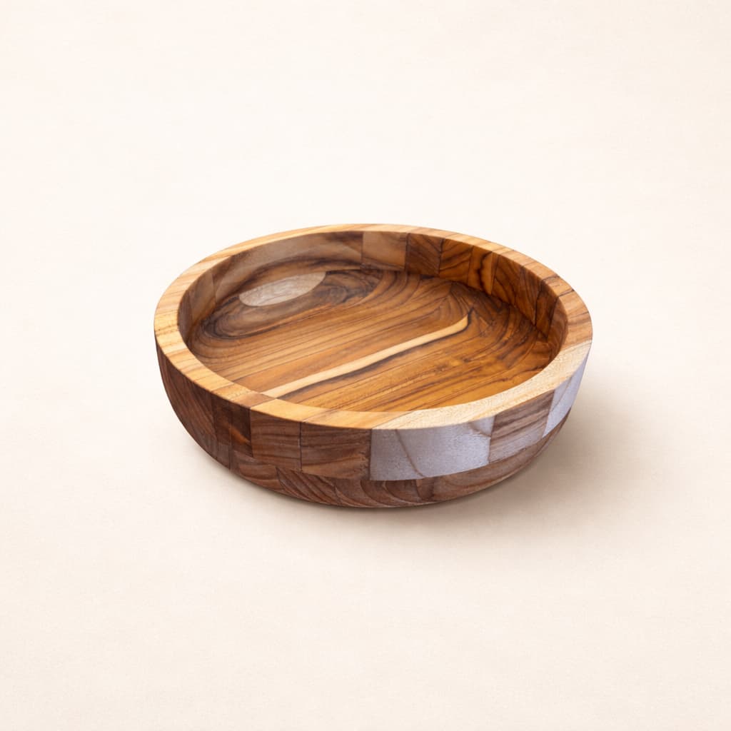Bowl Para Servir De Madeira Teca Sustentável | Cada Coisa 24,4 x 24,4 x 6,4cm