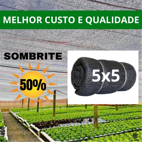 Tela Sombrite Preta (50% de Proteção) - 5x5 Metros.