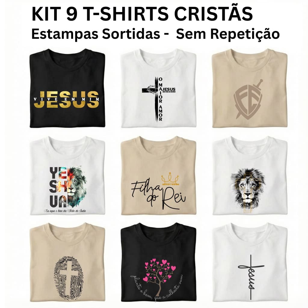 KIT 9 BLUSAS FEMININAS T-SHIRTS EVANGÉLICAS