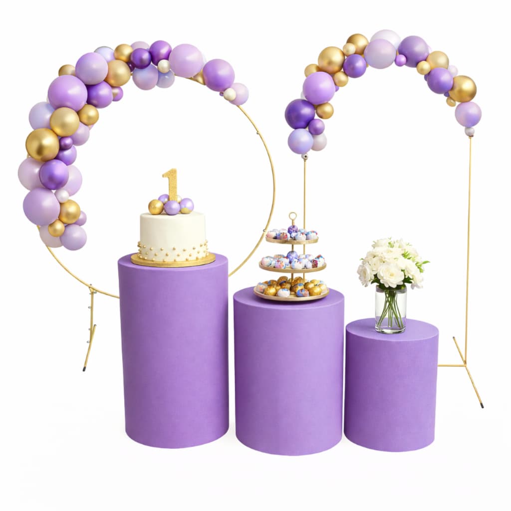 Kit Painel Arco Bexiga + Trio De Mesa Cilindro Decoração Festa Pegue Monte Desmontável