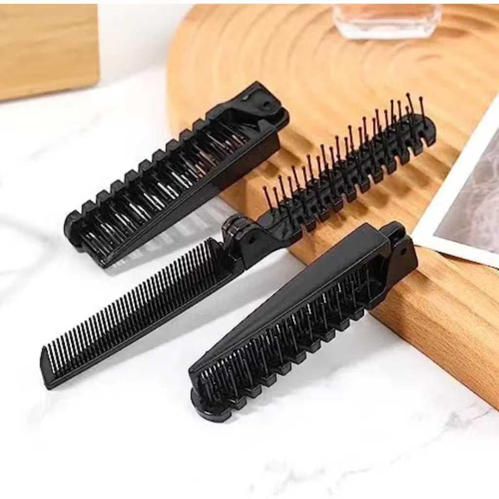 Escova Pente Dobrável Preto – Compacta e Portátil, Ideal para Cabelo e Barba, Uso Diário e Viagem
