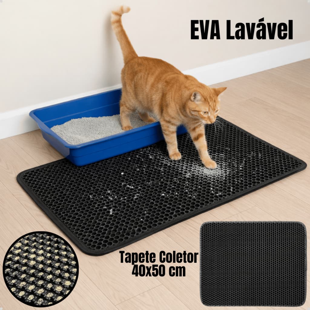 Tapete Higiênico Sanitário Coletor de Areia 40cm x 50cm Caixa de Areia Gatos Anti Sujeira EVA Napi
