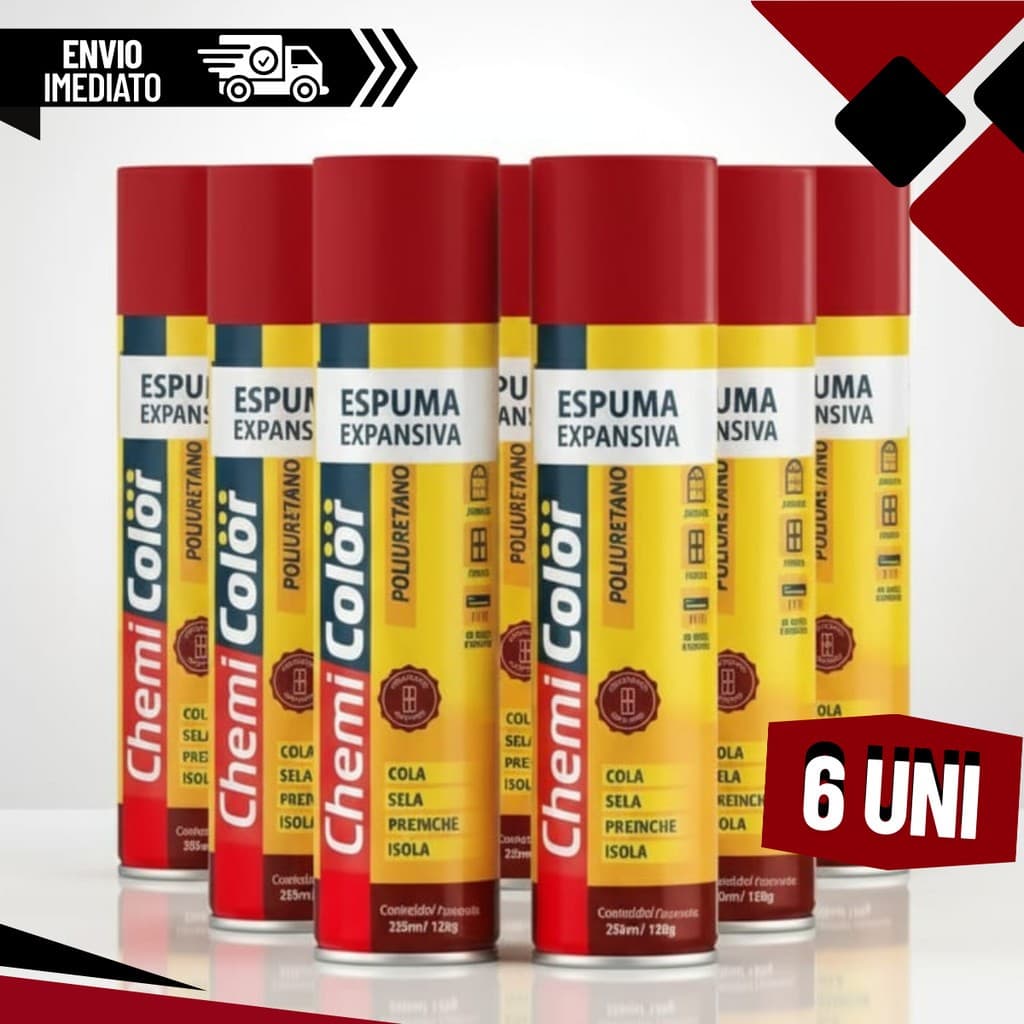 Kit 6 Espuma Expansiva Prime Chemicolor Poliuretano 500ml / 280g Uso Geral MP90