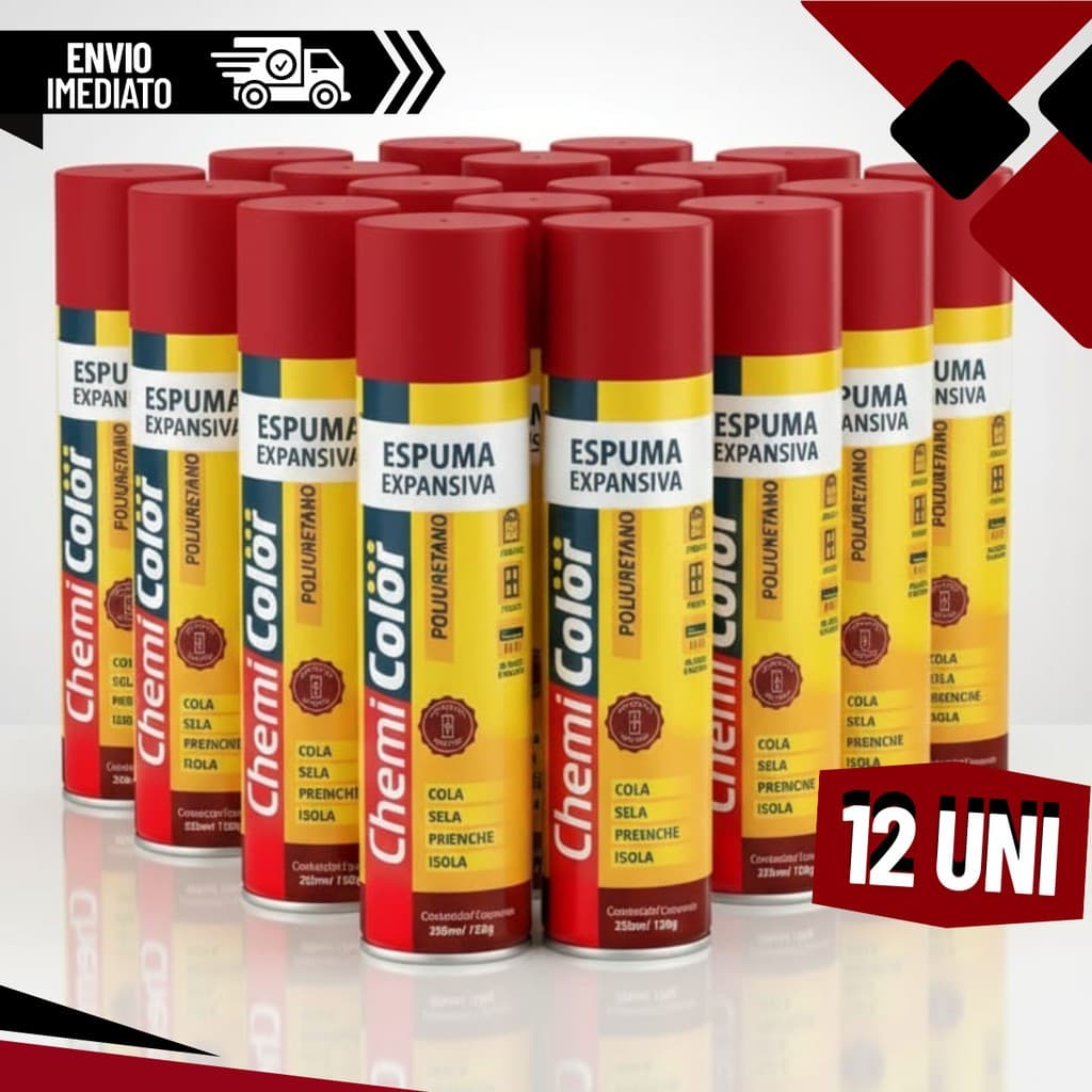 Kit 12 Espuma Expansiva Prime Chemicolor Poliuretano 500ml / 280g Uso Geral MP90