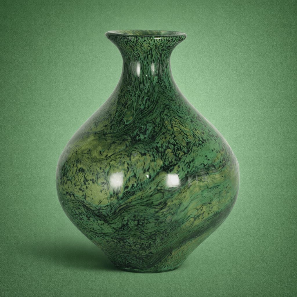 Vaso Murano Decorativo Verde Esmeralda 24,5x18,5cm Casa, Decor Sala
