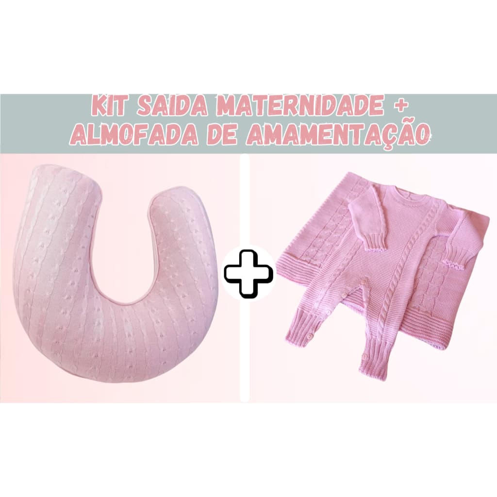 Kit tricot saída maternidade 2 pcs + almofada de amamentação luxo e conforto para  bebê menino e menina