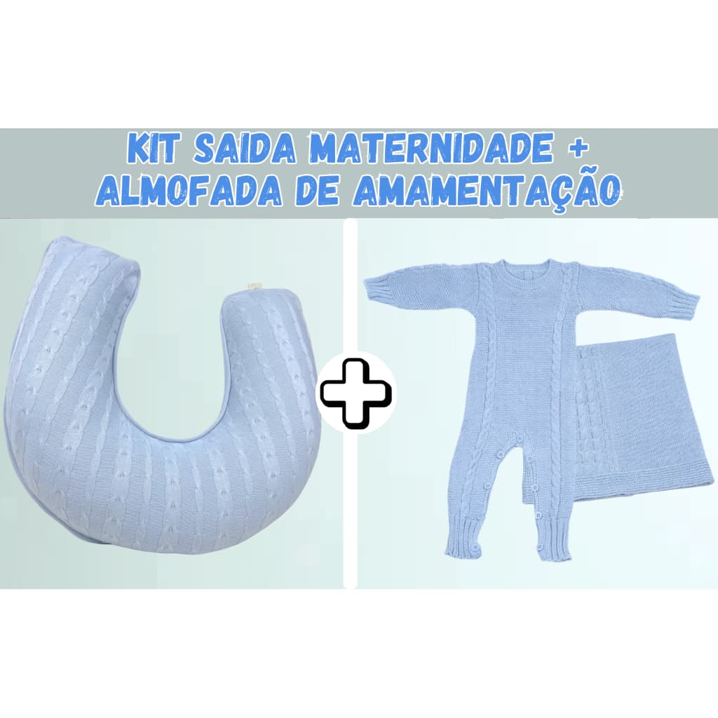 KIT SAIDA MATERNIDADE 2 PÇS + ALMOFADA DE AMAMENTAÇÃO TRICOT PREMIUM LUXO TRICO