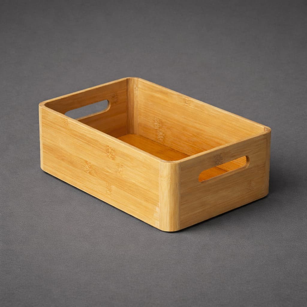 Caixa Organizadora de Bambu Com Alça 30x19x10,4