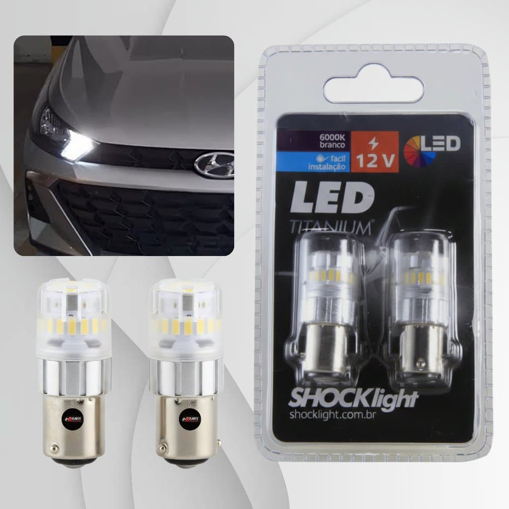 SHOCKLIGHT - LÂMPADAS DE LED LANTERNA DRL 2 POLO 1157 BAY15D TITANIUM 23 SMD 12V BRANCO