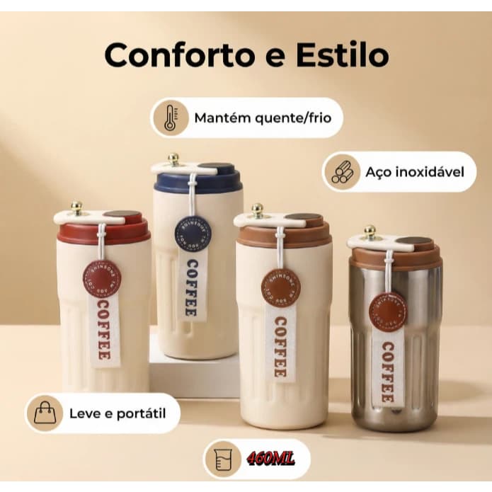 copo térmico de 460ml café em aço inoxidável 316 presente de aniversário