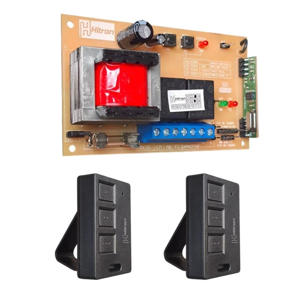 Placa Central Motor Portão 433Mhz Ppa Garen Rcg Universal Seg Hitron e 2 Controles