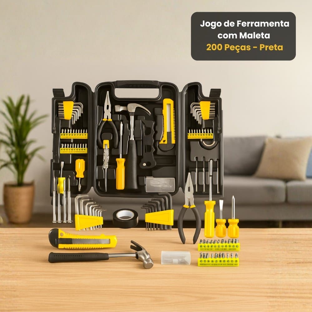 Jogo de Ferramenta com Maleta 200 Peças de alta qualidade presente perfeito para fazer pequenos reparos em casa