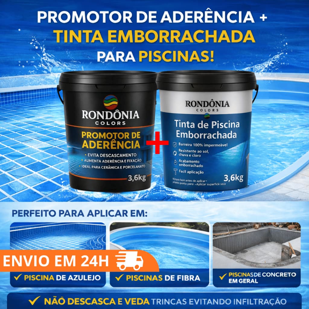 Kit Pintura Azulejo Fibra Cerâmica Porcelanato Cimento Promotor + Tinta Piscina 3,6kg UV Alvenaria