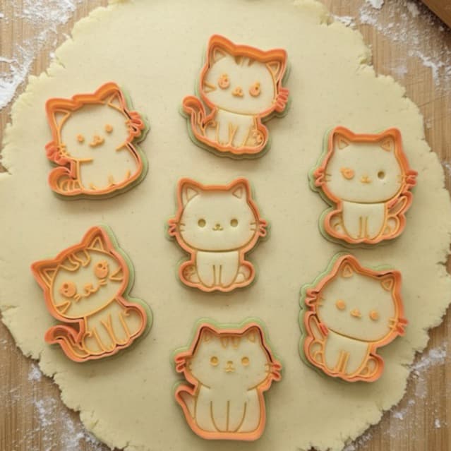 Kit 6 Cortadores de Biscoito Gatinhos - Moldes para Massas, Pasta Americana e Biscuit