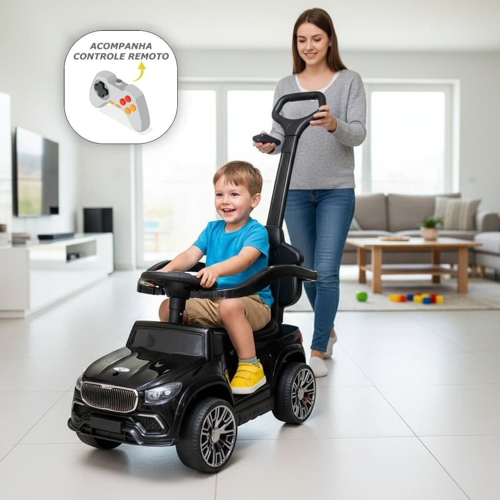 Mini Carrinho Elétrico Infantil Controle Remoto Direção Empurrador Bateria 6v Igual de Shopping
