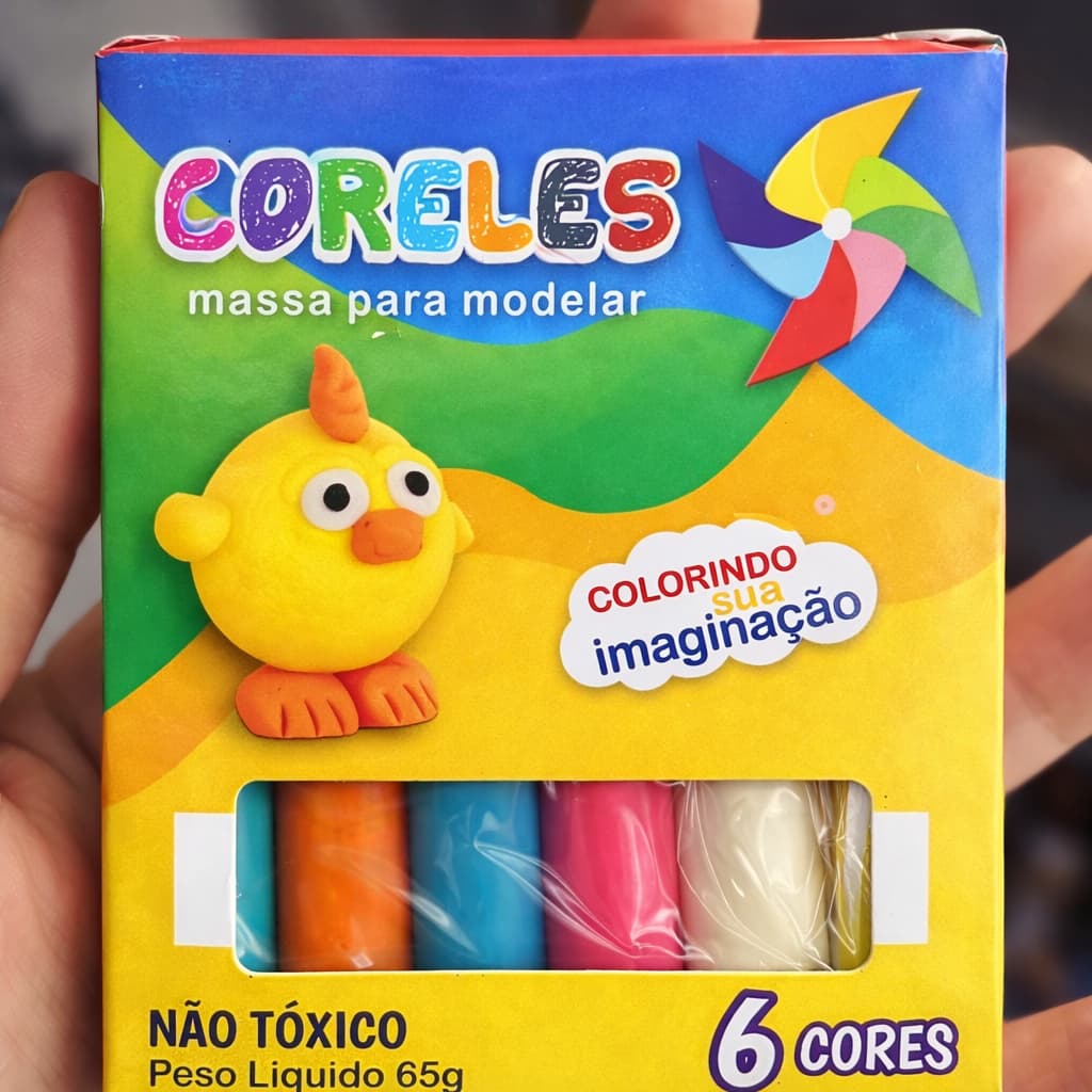 Massa para Modelar Coreles Infantil – 6 Cores | Não Tóxica – 65g