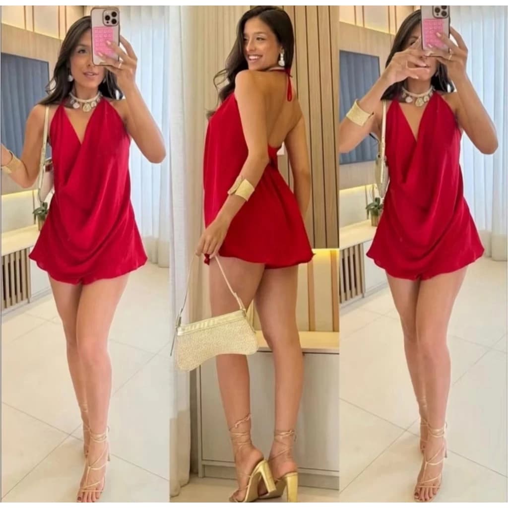 Conjunto Feminino Verão Short Saia Com Blusa Frente Única Decotada Casual Elegante