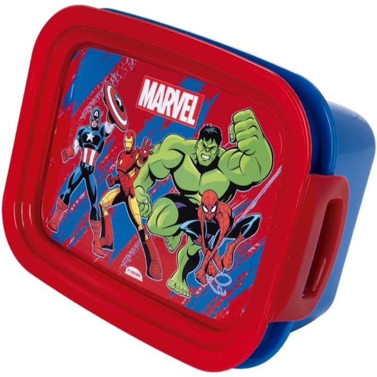 Marmita Infantil com Divisória e Trava 630ml Os Vingadores Plasútil