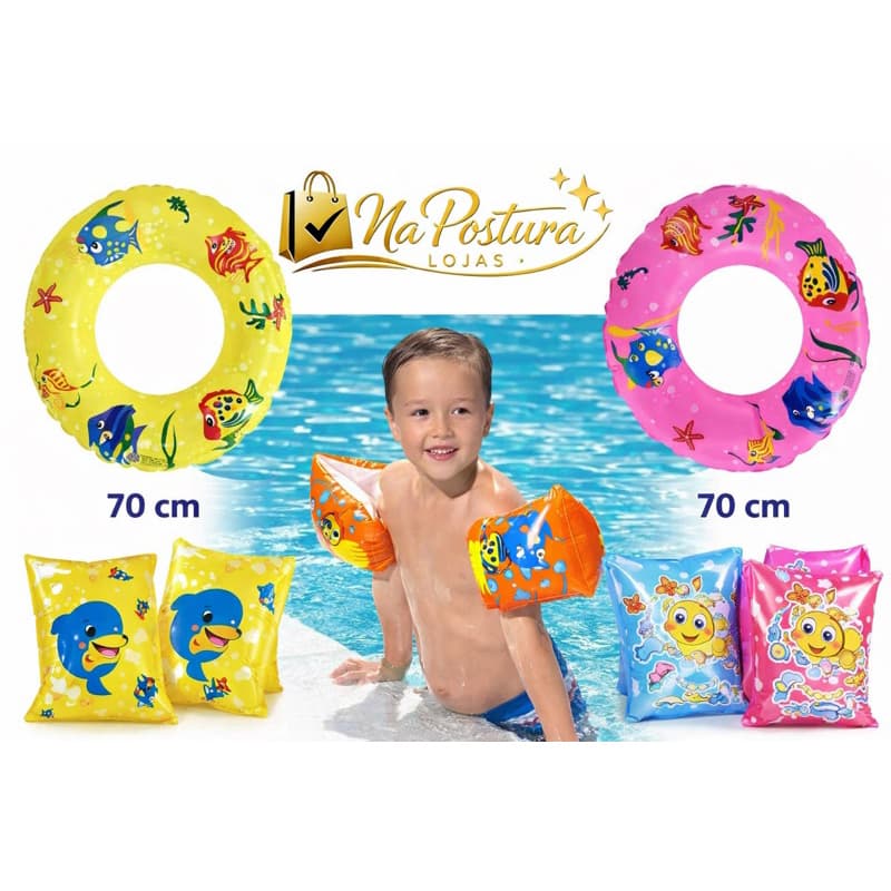 Boia Inflável 70cm Infantil ou  Boia de Braço Sortida Menino e Menina – Praia e Piscina