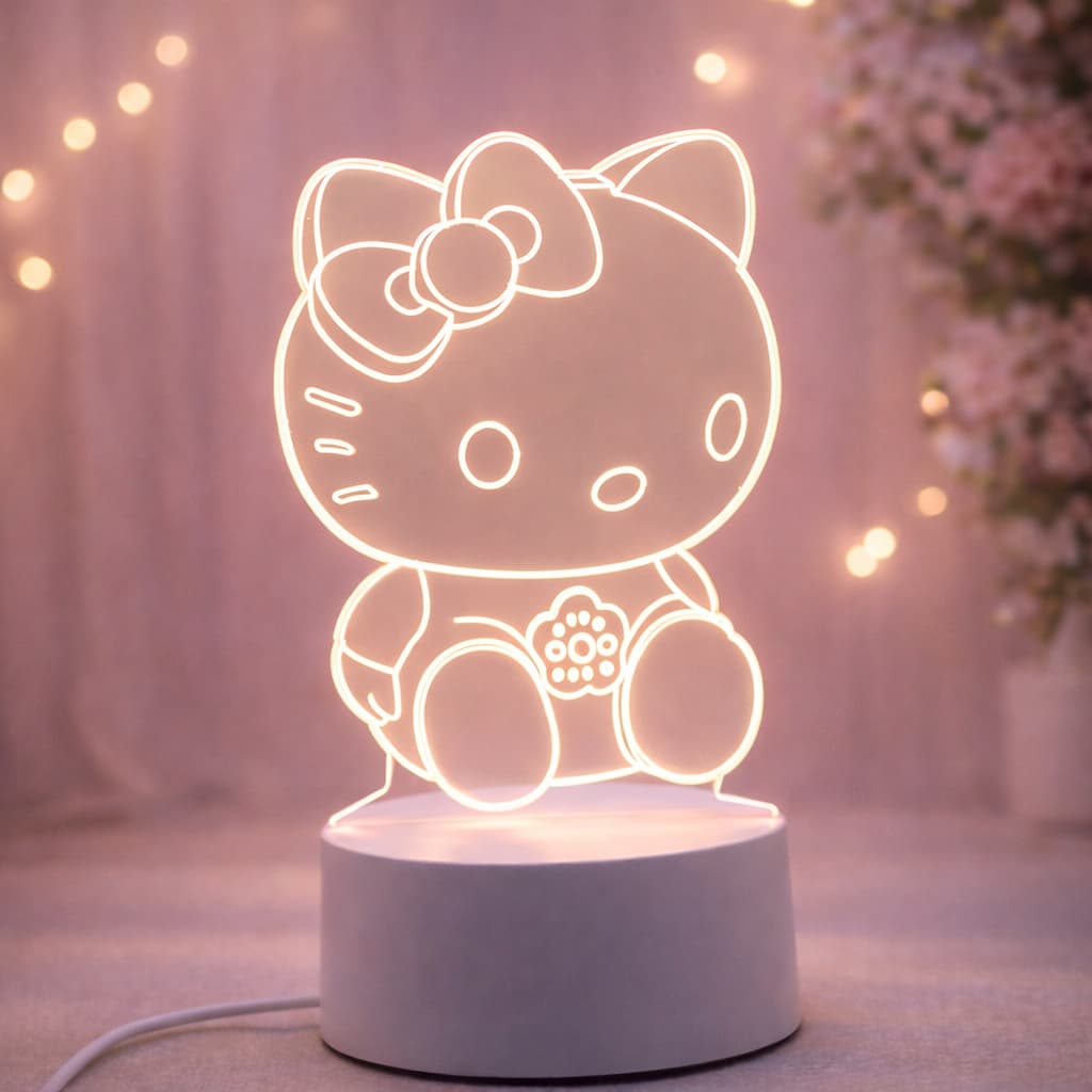 Luminária LED 3D de Mesa /Decoração Hello Kitty