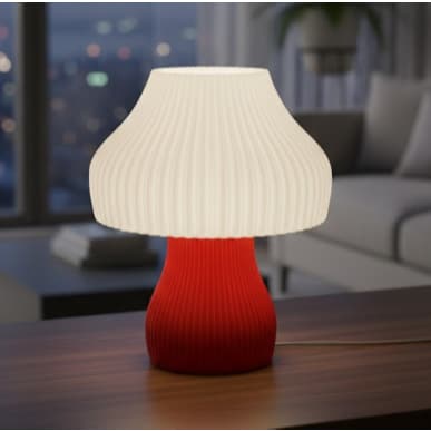 Exclusiva Luminária Cogumelo Iluminação Decoração de Led  Moderna Ondulada Vermelha