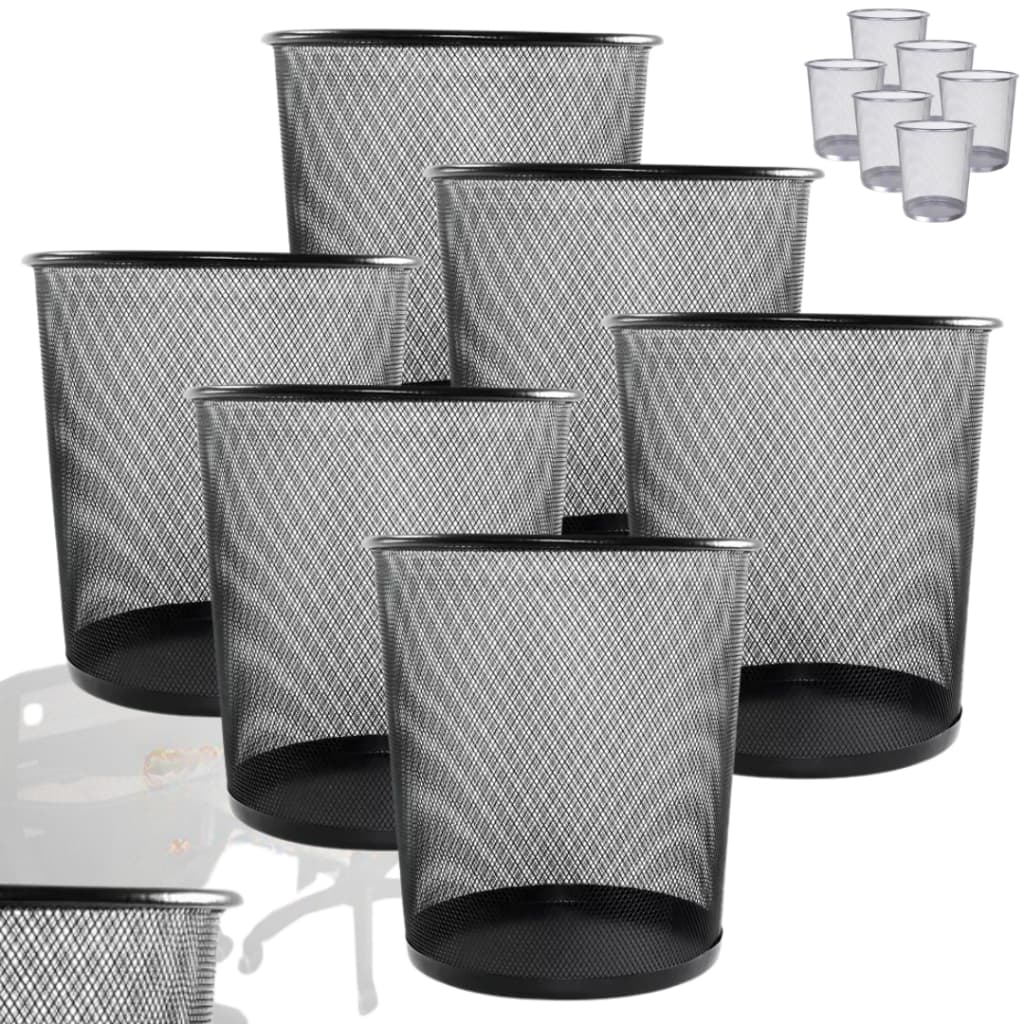 Kit  6 Lixeiras Cesto Lixo Escritório Aramado Metal 12 Litros Casa Cozinha Home Office