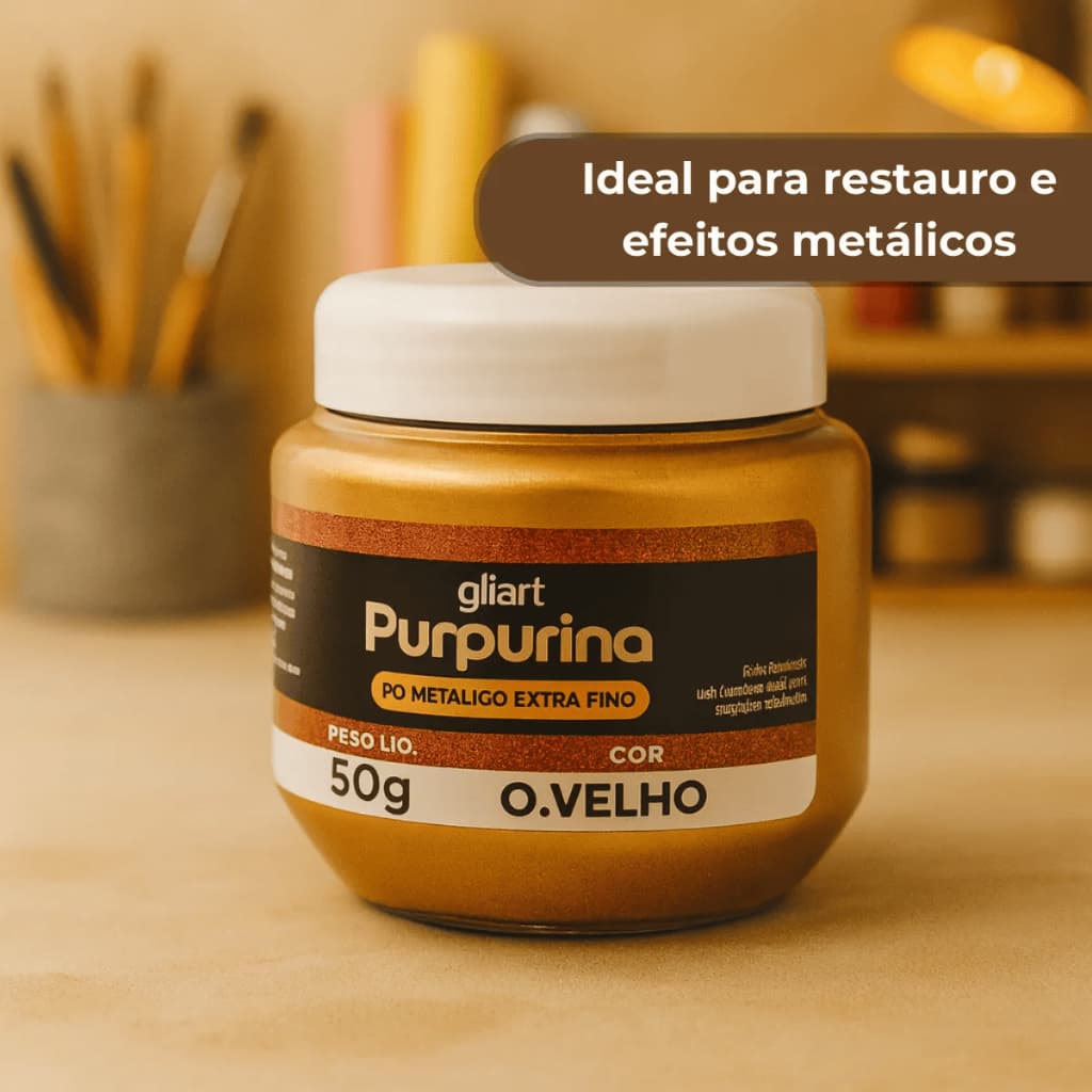 Purpurina Gliart 50g Pó Metálico Extra Fino para Artesanato Decoração Customização Trabalhos Manuais