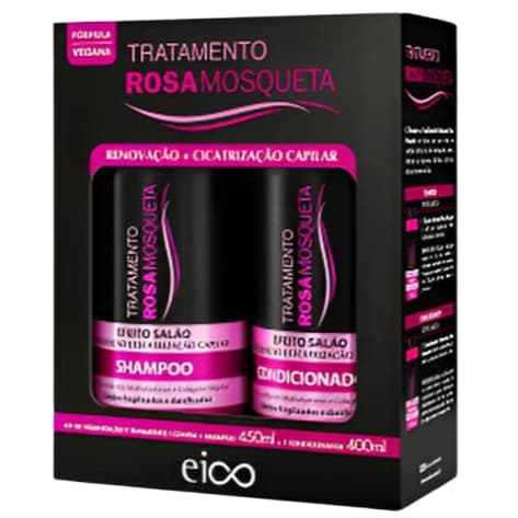 Kit Eico Salão em Casa Tratamento Rosa Mosqueta Shampoo 450ml + Condicionador 400ml