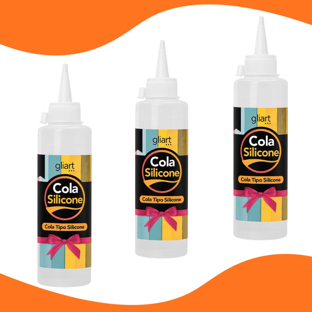 Kit 3 Cola Silicone Transparente Líquida Gliart Bico 100g Ideal Para Tecido Papelao Cetim Fita