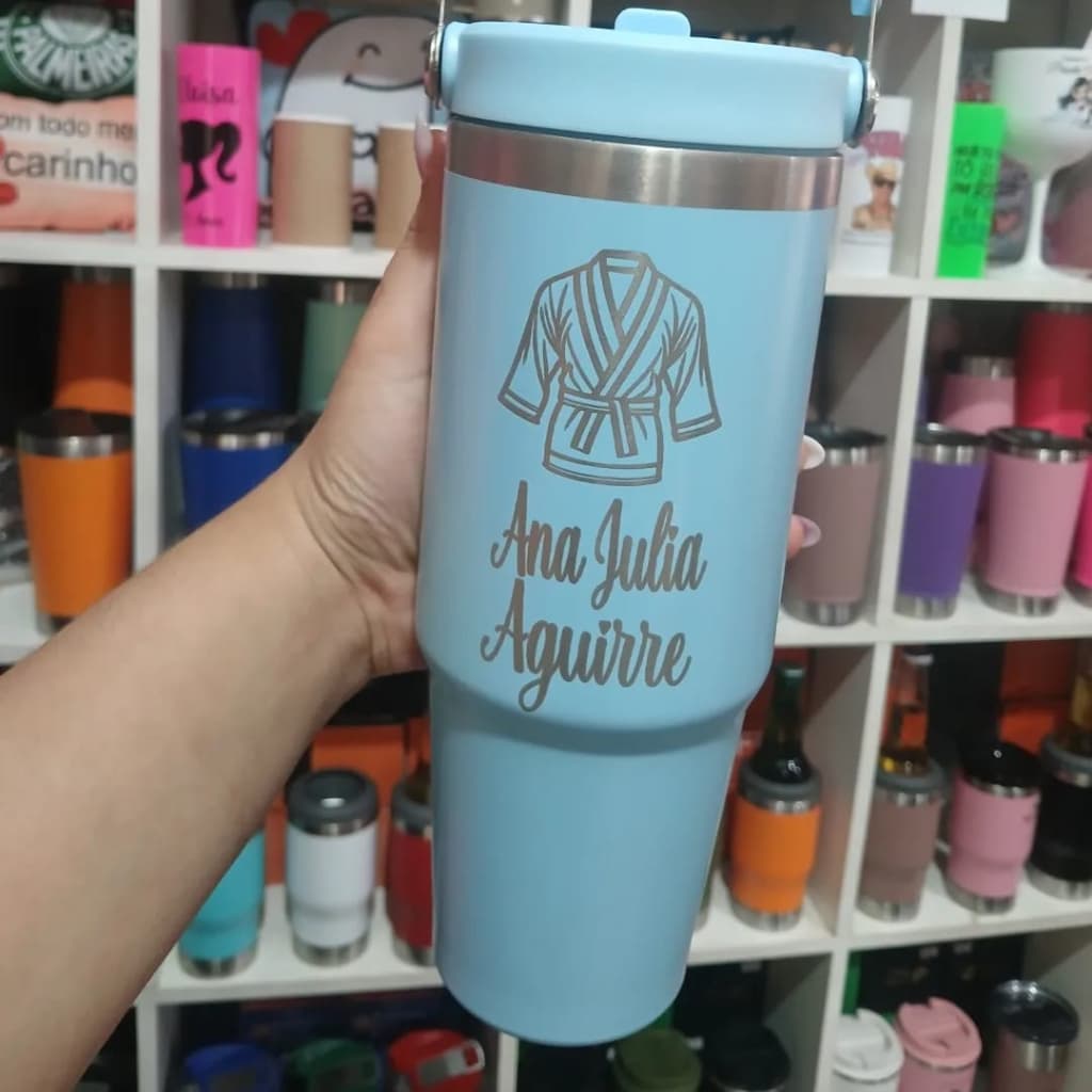 Garrafa Copo Térmico PERSONALIZADO Tumbler Térmico Flip Straw 900ml/650ml GRAVAÇÃO A LASER 2026