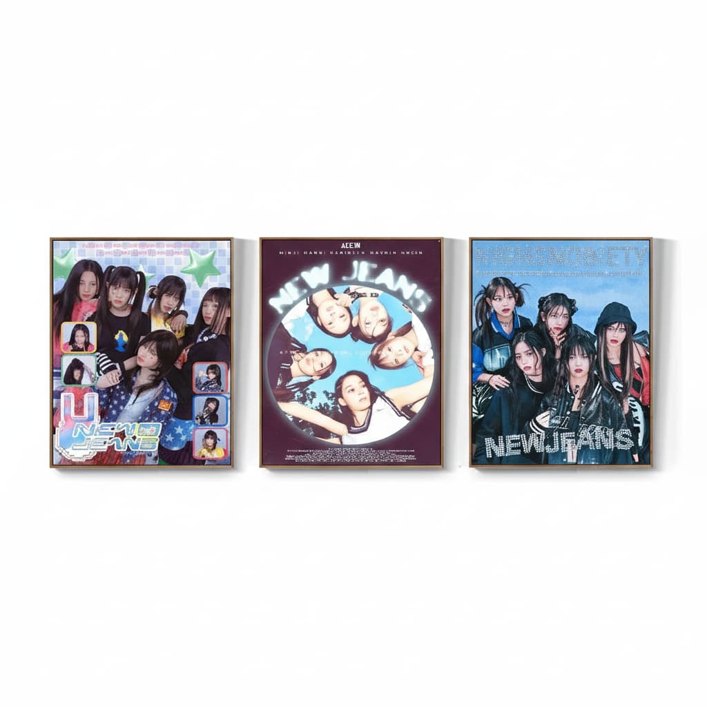 Quadros decorativos Kpop New jeans (3 peças)
