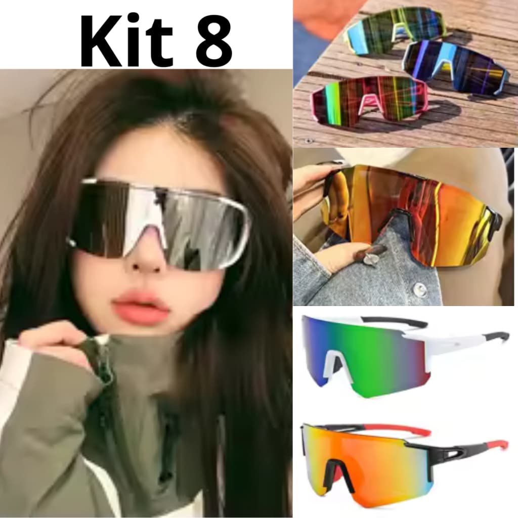 Kit 8/7/6/4 Óculos Esportivos Premium – Proteção UV400 e Design Moderno Preço Atacado