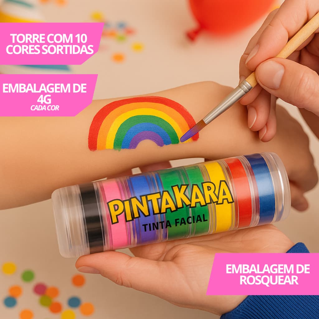 Tinta Para Rosto 10 Cores Maquiagem Artística Torre Gliart Ideal Para Festa Palhaco Maquiagem