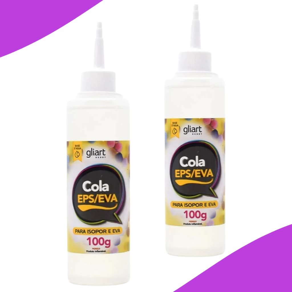 Kit 2 Cola Para EVA EPS Isopor Feltro Líquida Gliart 100g Cola Solúvel Em Álcool Para Artesanato
