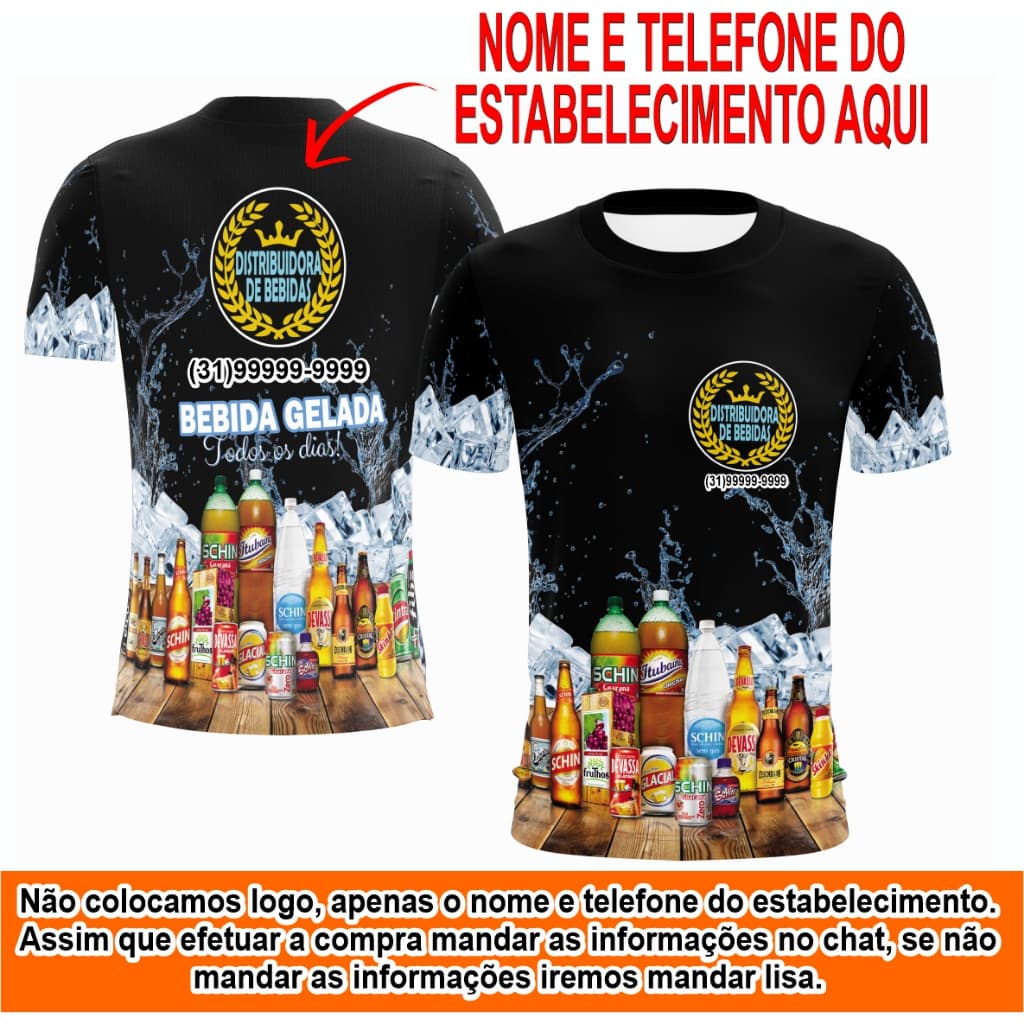 Camisa Distribuidora de Bebida personalizada Camiseta para trabalhar uniforme