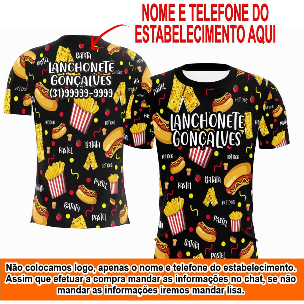 Camisa Lanchonete Personalizada Uniforme para trabalhar