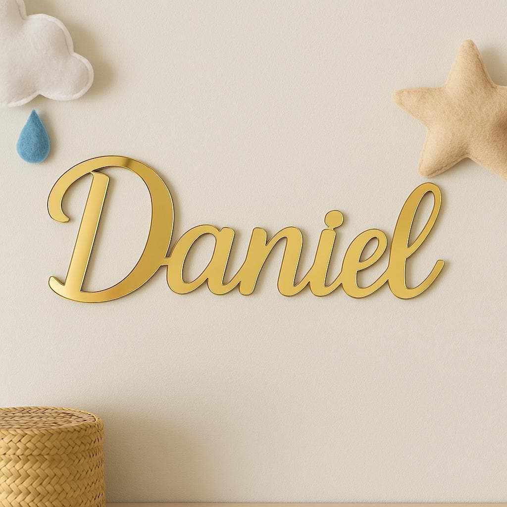 Nome Personalizado Acrílico Espelhado Decoração Quarto Infantil  Festa Aniversário Menina Menino