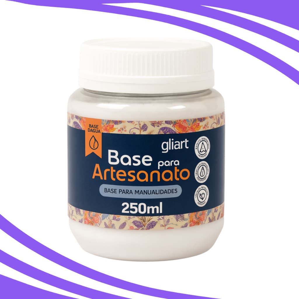 Base Acrílica Para Artesanato Manualidades Gliart 250ml Uso Em Madeira Mdf Gesso Cerâmica Tela