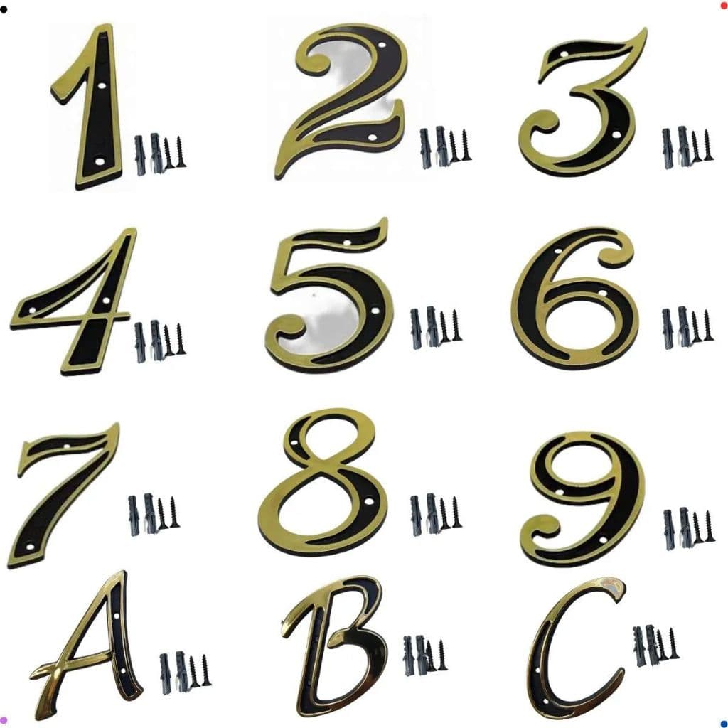Números e Letras Residenciais Apartamentos Casa (0 A 9) (A B e C) Colonial Preto E Dourado