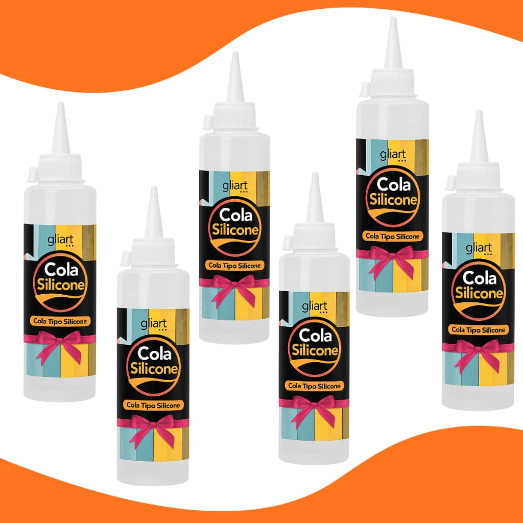 Kit 6 Cola Silicone Transparente Líquida Gliart Bico 100g Ideal Para Tecido Papelao Cetim Fita Cetim