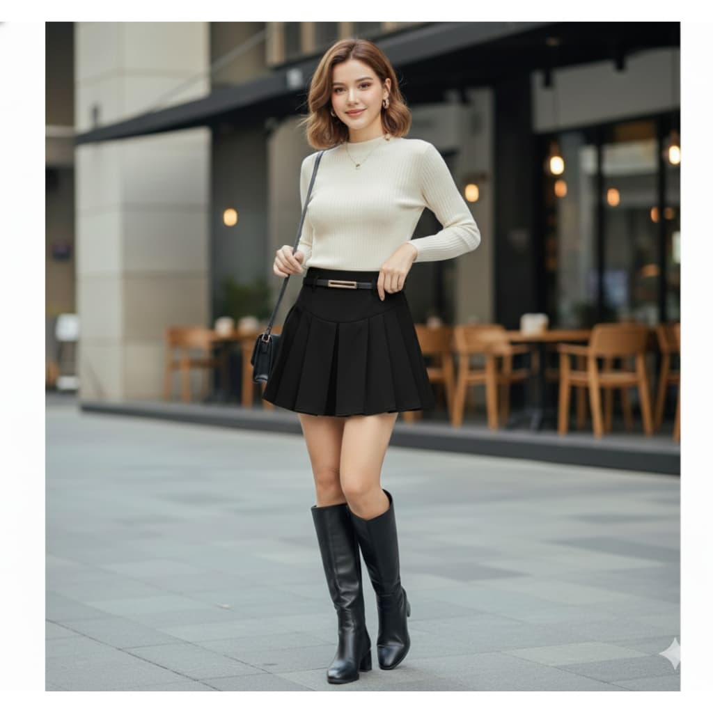 Short Saia Curta Alfaiataria Feminina com Cinto Cintura Alta Elegante Moderna