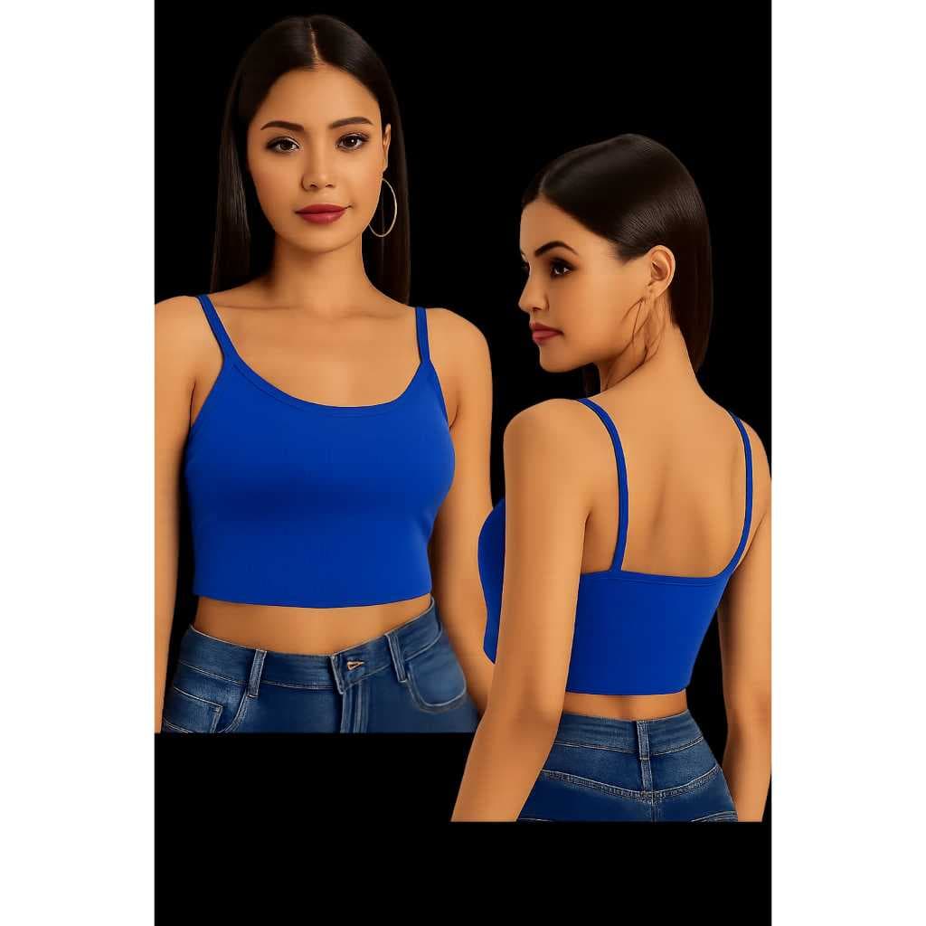 Cropped Feminino Alça Fina Suplex com Bojo para Sustentação TOP SEXI